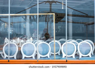 Lockdown. the restaurant is closed from a general closure for quarantine in the country.