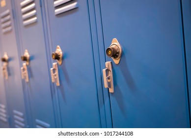 Locked Blue High School Lockers