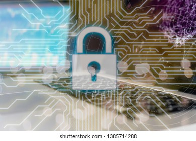 locked data storage, network surrounding, security concept, secure internet