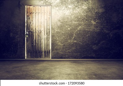 Locked Door, Dark Room Interior