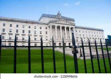 Locked Gate In Front Of Northern Ireland Executive - Parliament Buildings, Stormont, Belfast