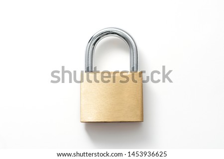 Locked Golden Padlock on the white background.