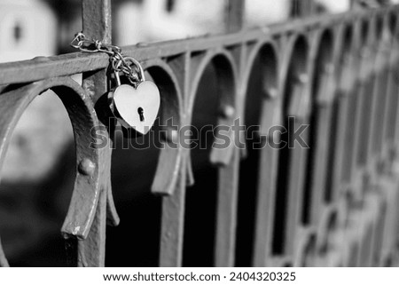 locked love with a metal lock