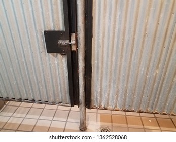 Locked Sheet Metal Bathroom Or Restroom Stall Door