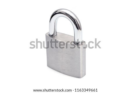 Locked Silver Padlock on a white background.
