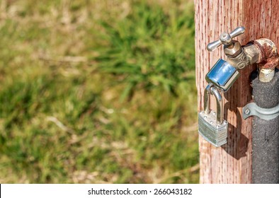 A Locked Spigot In A California Park Due To The Water Drought