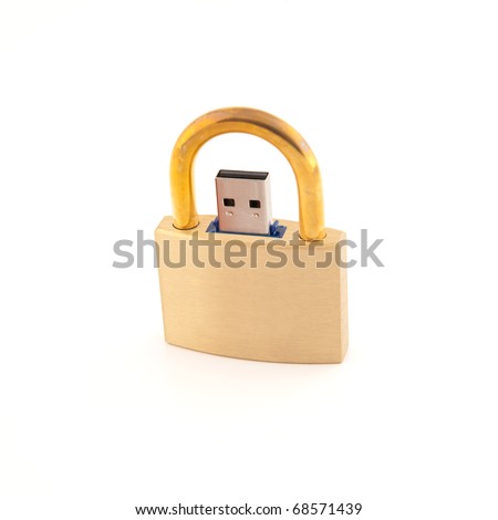 Locked USB flash memory padlock