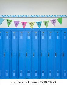 Lockers Cheerful Banner Welcome Students Back Stock Photo 693973279 ...