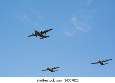 Lockheed C130 Hercules Flying In Formation