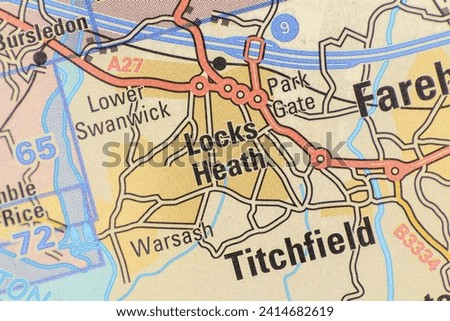 Locks Heath near Southampton in Hampshire, England, UK atlas map town name pencil sketch