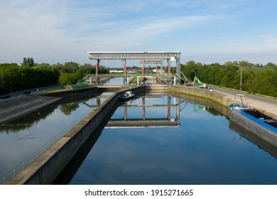 Locks on the Dender river, in Dendermonde, Belgium