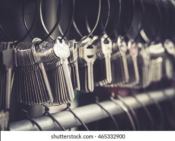 Locksmith Key Shop Business Many Key Chains In Bunches