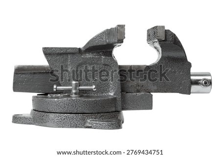 Locksmith's vice isolated on a white background. Close-up vice side view.