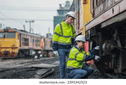 Locomotive engineering technicians maintain emission control on train railways, identifying oil and fuel leaks and inspecting, testing, and repairing malfunctioning engines for optimal efficiency.