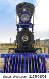 Locomotive. Front view of a Antique train in the United States.
Old Locomotive in the desert of Utah America.
Part of the Transcontinental rail connection in 1869.