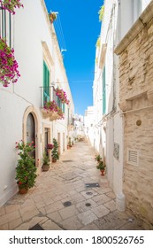 Locorotondo, Italy - 20 August 2020. Street Scene In Locorotondo (Apulia, Italy)
