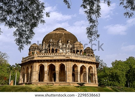 Lodhi Gardens:Tomb of Sikander Lodhi with palm trees and beautiful garden