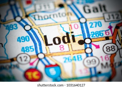 Lodi. California. USA On A Map.