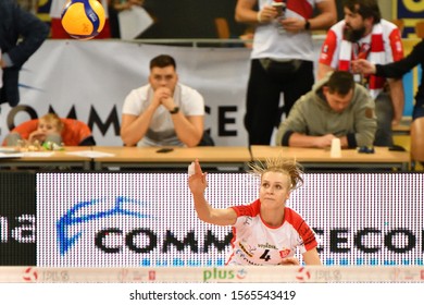 LODZ, POLAND – 11 15 2019: Polish Women's Volleyball League LKS Commercecon Lodz - Volley Wroclaw. Joanna Pacak (LKS).