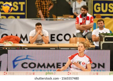 LODZ, POLAND – 11 15 2019: Polish Women's Volleyball League LKS Commercecon Lodz - Volley Wroclaw. Klaudia Alagierska (LKS).