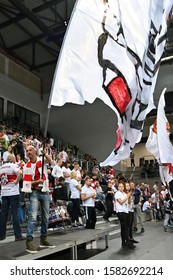 LODZ, POLAND – 12 01 2019: Polish Women's Volleyball League LKS Commercecon Lodz - Wisla Warszawa. LKS Commercecon Fans.