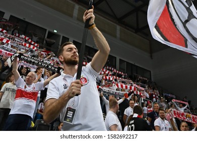 LODZ, POLAND – 12 01 2019: Polish Women's Volleyball League LKS Commercecon Lodz - Wisla Warszawa. LKS Commercecon Fans.