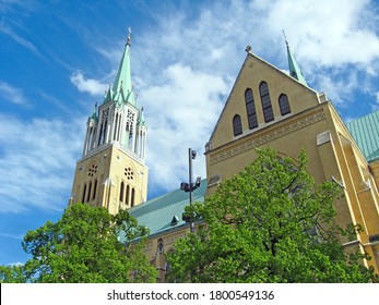 Lodz / Poland. 18 July 2019: 
Arch Cathedral Basilica Of St. Stanislaus Kostka, Lodz. Beautiful Church In Lodz.