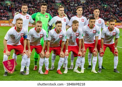 LODZ, POLAND - 23 MAI, 2019: FIFA U-20 World Cup Poland 2019, Poland - Colombia O/p Poland U20 Football Team Group Photo