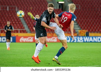 LODZ, POLAND - 27 MAY, 2019:  FIFA U-20 World Cup Poland 2019, Norway - New Zealand, o/p Nando Pijnaker, Erling Braut Haaland