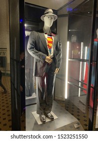 Lodz, Poland - 28 September 2019: Clark Kent Suit DC Universe Dawn Of Justice Exhibition