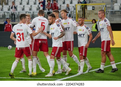 Lodz, POLAND – 31 08 2022: Polish Cup. LKS Lodz - Stal Mielec. LKS Lodz Team.