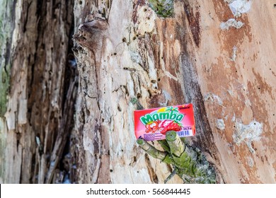 Lodz, Poland, January 28, 2017:  Colorful Mamba Fruit Chews Made By August Storck KG 