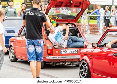 Lodz, Poland, September 17, 2016: Manufaktura, Rally of enthusiasts "FIAT 126p Maluch"