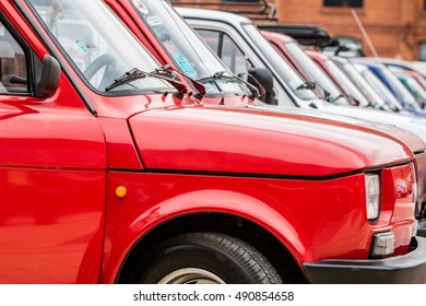 Lodz, Poland, September 17, 2016: Manufaktura, Rally of enthusiasts "FIAT 126p Maluch" 