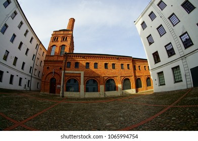 LODZ,POLAND, MARCH, 2018;The White Factory, presently the seat of the Central Museum of Textiles by fisheye lens in Lodz - Shutterstock ID 1065994754
