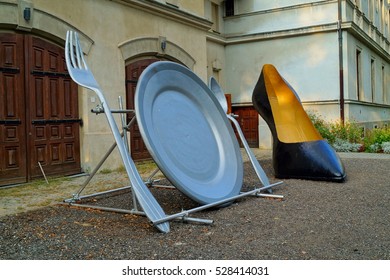 LODZ,POLAND,SEPTEMBER 11 2016: Museum Of Cinematography In Lodz - Giant Props From The Film