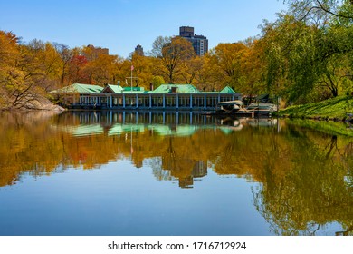 The Loeb Boathouse in Central Park on a sunny  day