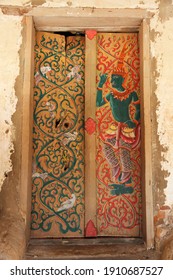 Loei, Thailand - 21 May 2016: Thai Guardian Angel Painting On The Wall Of The Door At Wat Si Pho Chai Or Si Pho Chai Temple Located In Na Haeo District, Loei Province, Thailand.