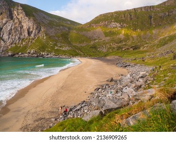 Lofoten, Norway - August 2019; Kvalvika Beach, Lofoten, Northern Norway. Northern Europe. Scandinavia.