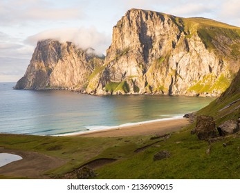 Lofoten, Norway - August 2019; Trail To The Beach Of Kvalvika, Lofoten, Northern Norway. Northern Europe. Scandinavia.