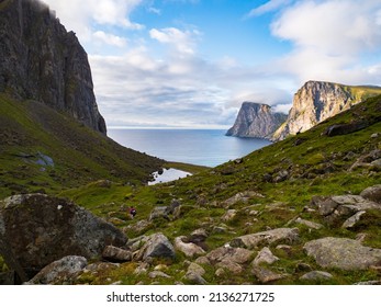 Lofoten, Norway. Trail To The Beach Of Kvalvika, Lofoten, Northern Norway. Northern Europe. Scandinavia.