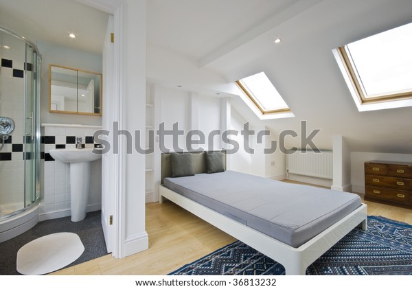 loft bed\
room with en suite bathroom and room\
window