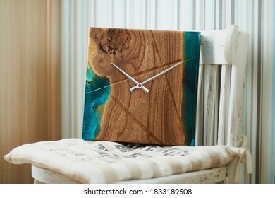 Loft Resin Wood Clock Slab