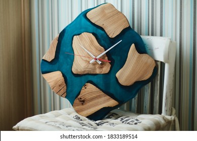 Loft Resin Wood Clock Slab