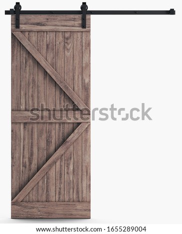 Loft sliding wooden door with metal mechanism