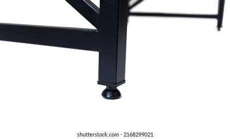 Loft Style Table Made Of Black Metal Pipe. Office Furniture. Table With Metal Frame. Modern Furniture In Loft Style. Furniture Isolated On White Background. Office Table. Metal Frame Table.