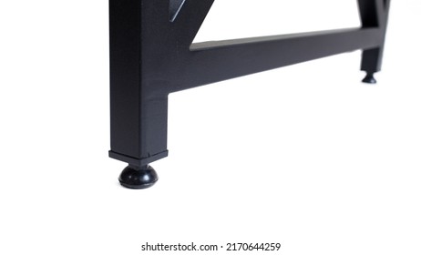 Loft Style Table Made Of Black Metal Pipe. Office Furniture. Table With Metal Frame. Modern Furniture In Loft Style. Furniture Isolated On White Background. Office Table. Metal Frame Table.