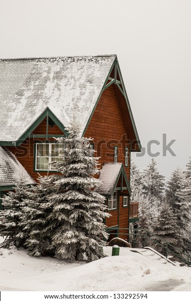 Log Cabin During Snow Storm Fresh Stock Photo Edit Now 133292594