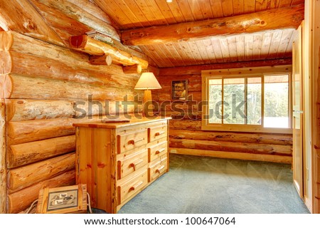Log cabin house interior - an office space.