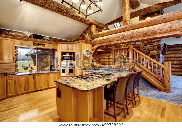 Log Cabin Kitchen Interior Design Large Stock Photo Edit Now